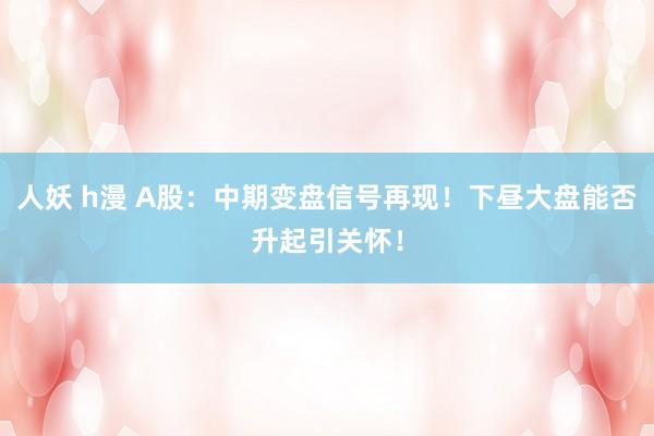人妖 h漫 A股：中期变盘信号再现！下昼大盘能否升起引关怀！
