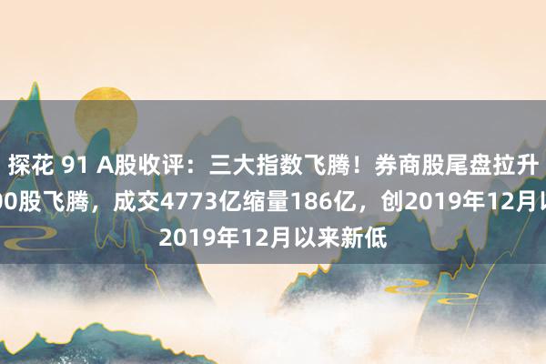 探花 91 A股收评：三大指数飞腾！券商股尾盘拉升，超3700股飞腾，成交4773亿缩量186亿，创2019年12月以来新低