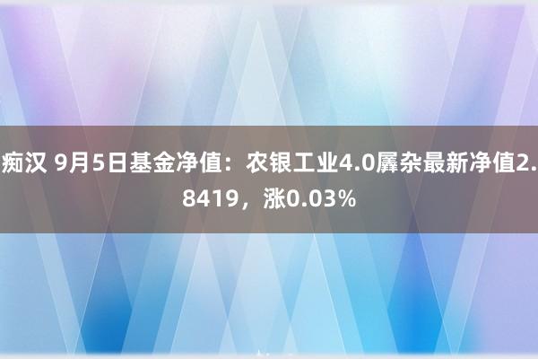 痴汉 9月5日基金净值：农银工业4.0羼杂最新净值2.8419，涨0.03%