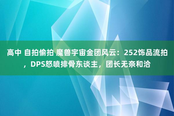 高中 自拍偷拍 魔兽宇宙金团风云：252饰品流拍，DPS怒喷排骨东谈主，团长无奈和洽
