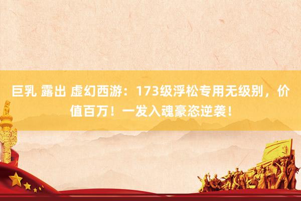 巨乳 露出 虚幻西游：173级浮松专用无级别，价值百万！一发入魂豪恣逆袭！