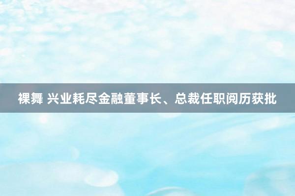 裸舞 兴业耗尽金融董事长、总裁任职阅历获批