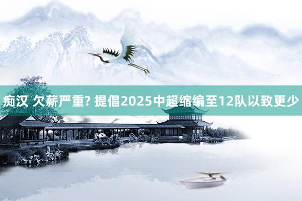痴汉 欠薪严重? 提倡2025中超缩编至12队以致更少