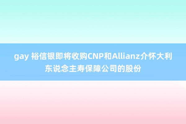 gay 裕信银即将收购CNP和Allianz介怀大利东说念主寿保障公司的股份