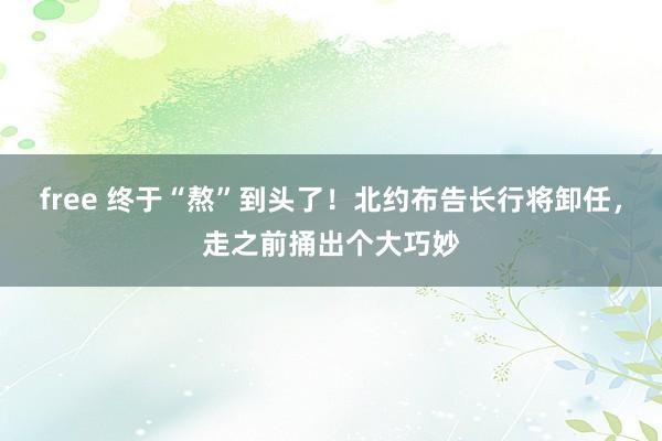 free 终于“熬”到头了！北约布告长行将卸任，走之前捅出个大巧妙