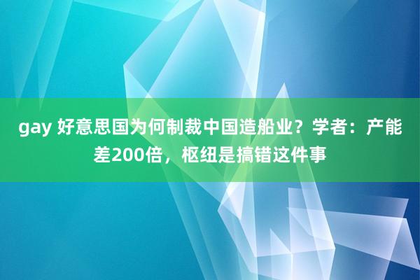 gay 好意思国为何制裁中国造船业？学者：产能差200倍，枢纽是搞错这件事