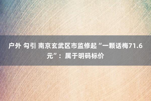 户外 勾引 南京玄武区市监修起“一颗话梅71.6元”：属于明码标价
