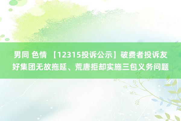 男同 色情 【12315投诉公示】破费者投诉友好集团无故拖延、荒唐拒却实施三包义务问题
