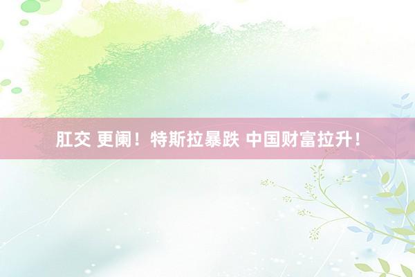肛交 更阑！特斯拉暴跌 中国财富拉升！