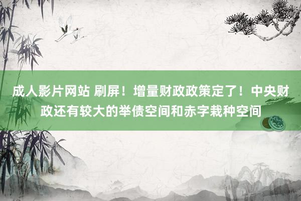 成人影片网站 刷屏！增量财政政策定了！中央财政还有较大的举债空间和赤字栽种空间