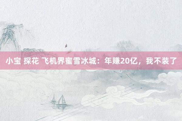 小宝 探花 飞机界蜜雪冰城：年赚20亿，我不装了