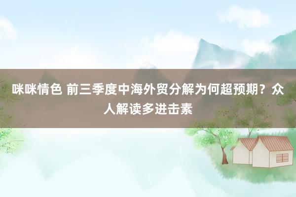 咪咪情色 前三季度中海外贸分解为何超预期？众人解读多进击素