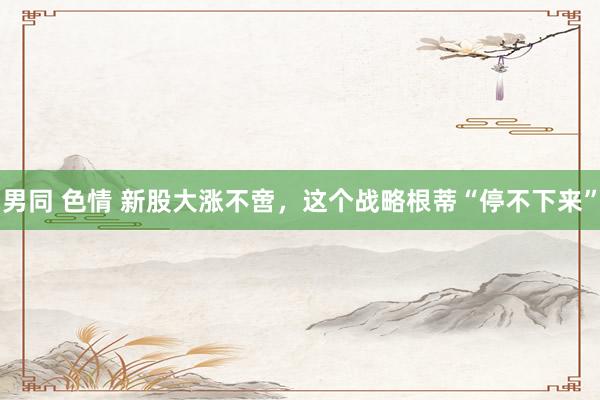 男同 色情 新股大涨不啻，这个战略根蒂“停不下来”