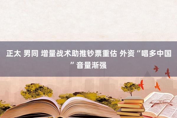 正太 男同 增量战术助推钞票重估 外资“唱多中国”音量渐强