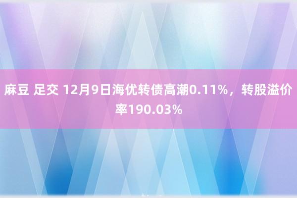 麻豆 足交 12月9日海优转债高潮0.11%，转股溢价率190.03%