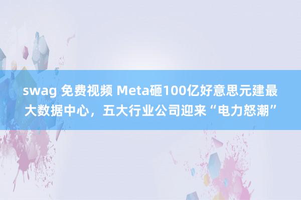 swag 免费视频 Meta砸100亿好意思元建最大数据中心，五大行业公司迎来“电力怒潮”