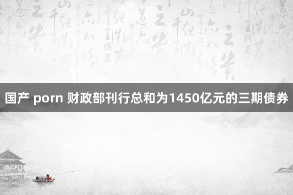 国产 porn 财政部刊行总和为1450亿元的三期债券