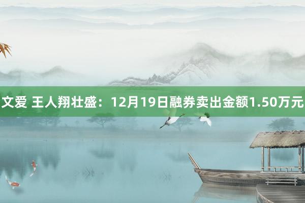 文爱 王人翔壮盛：12月19日融券卖出金额1.50万元