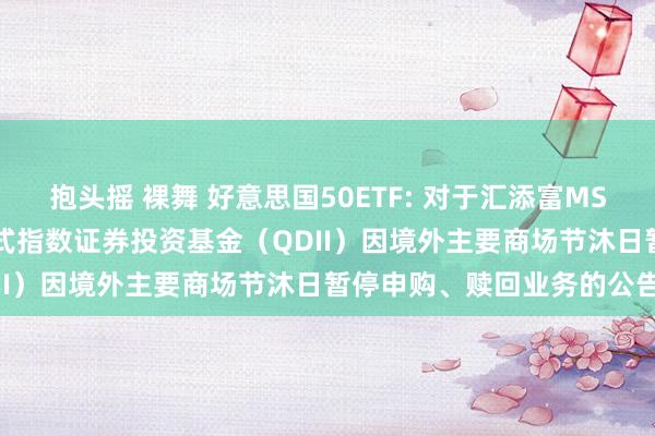 抱头摇 裸舞 好意思国50ETF: 对于汇添富MSCI好意思国50往返型洞开式指数证券投资基金（QDII）因境外主要商场节沐日暂停申购、赎回业务的公告