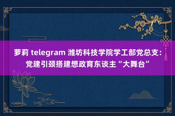 萝莉 telegram 潍坊科技学院学工部党总支：党建引颈搭建想政育东谈主“大舞台”
