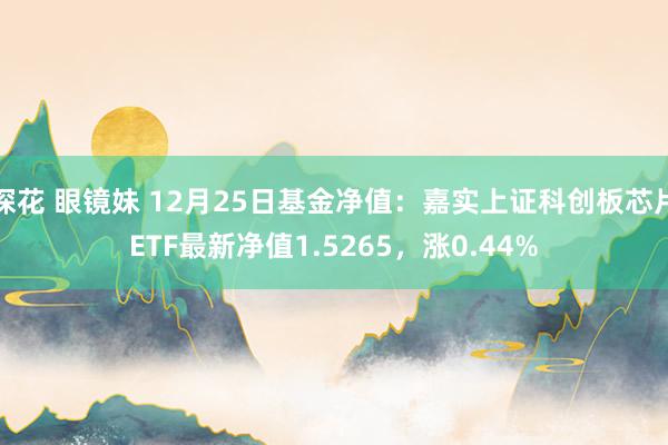 探花 眼镜妹 12月25日基金净值：嘉实上证科创板芯片ETF最新净值1.5265，涨0.44%