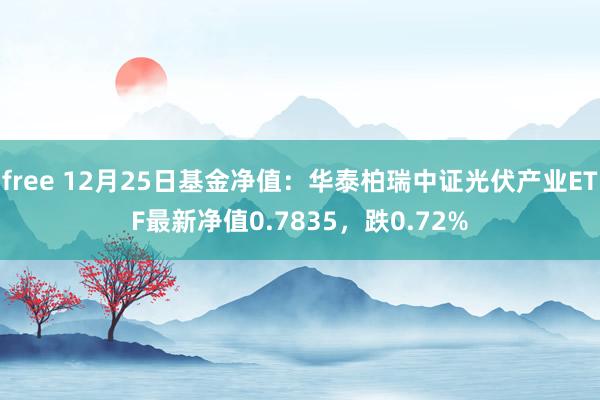 free 12月25日基金净值：华泰柏瑞中证光伏产业ETF最新净值0.7835，跌0.72%