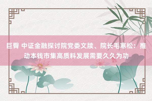 巨臀 中证金融探讨院党委文牍、院长毛寒松：推动本钱市集高质料发展需要久久为功