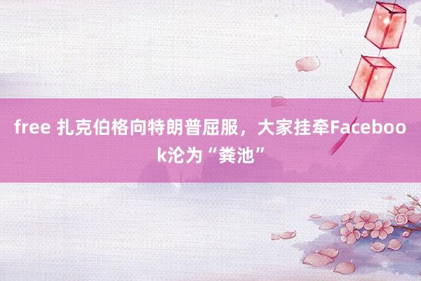 free 扎克伯格向特朗普屈服，大家挂牵Facebook沦为“粪池”