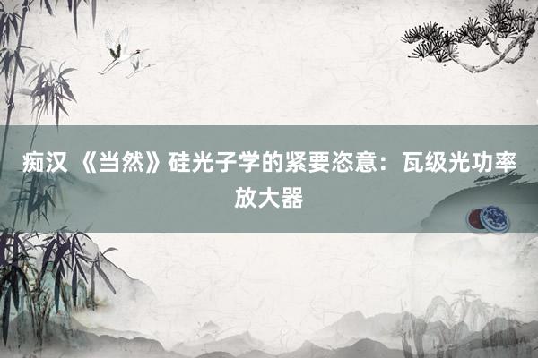 痴汉 《当然》硅光子学的紧要恣意：瓦级光功率放大器