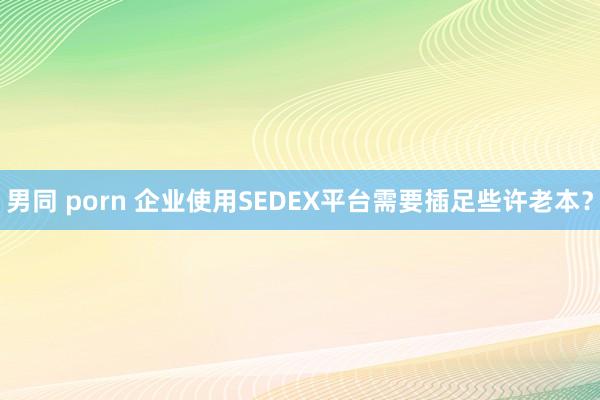男同 porn 企业使用SEDEX平台需要插足些许老本？