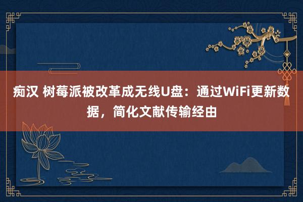 痴汉 树莓派被改革成无线U盘：通过WiFi更新数据，简化文献传输经由