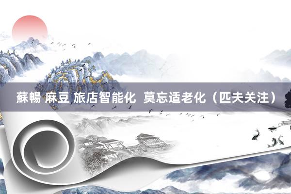 蘇暢 麻豆 旅店智能化  莫忘适老化（匹夫关注）