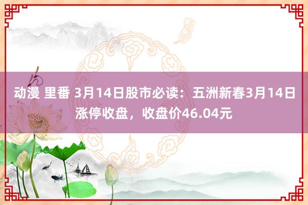 动漫 里番 3月14日股市必读：五洲新春3月14日涨停收盘，收盘价46.04元