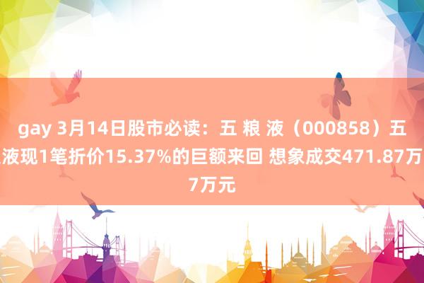 gay 3月14日股市必读：五 粮 液（000858）五粮液现1笔折价15.37%的巨额来回 想象成交471.87万元