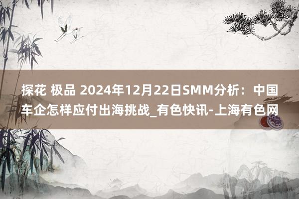 探花 极品 2024年12月22日SMM分析：中国车企怎样应付出海挑战_有色快讯-上海有色网