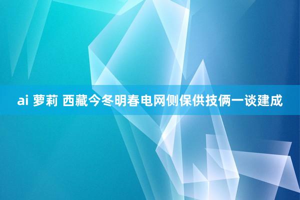 ai 萝莉 西藏今冬明春电网侧保供技俩一谈建成