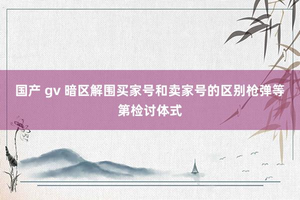 国产 gv 暗区解围买家号和卖家号的区别枪弹等第检讨体式