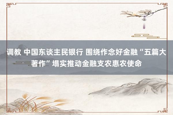 调教 中国东谈主民银行 围绕作念好金融“五篇大著作”塌实推动金融支农惠农使命
