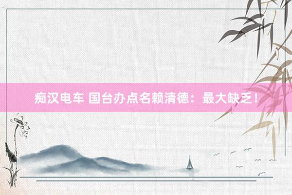 痴汉电车 国台办点名赖清德：最大缺乏！