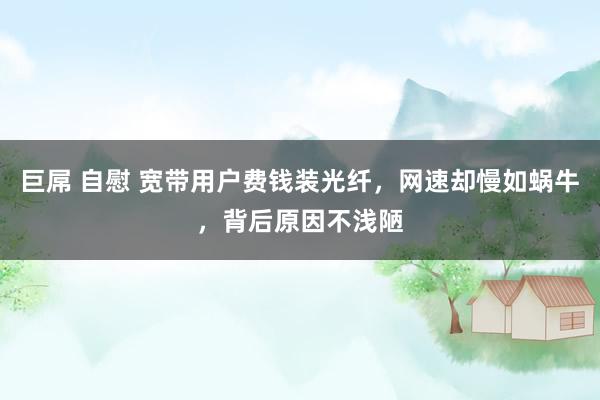 巨屌 自慰 宽带用户费钱装光纤，网速却慢如蜗牛，背后原因不浅陋