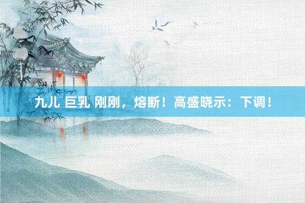九儿 巨乳 刚刚，熔断！高盛晓示：下调！
