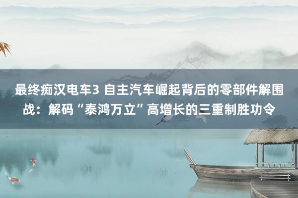 最终痴汉电车3 自主汽车崛起背后的零部件解围战：解码“泰鸿万立”高增长的三重制胜功令