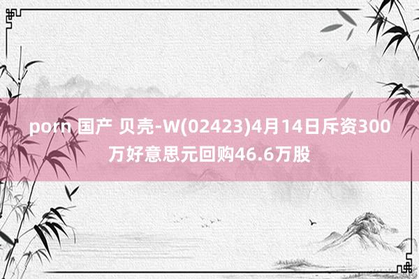 porn 国产 贝壳-W(02423)4月14日斥资300万好意思元回购46.6万股