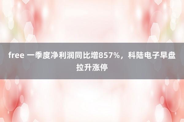 free 一季度净利润同比增857%，科陆电子早盘拉升涨停