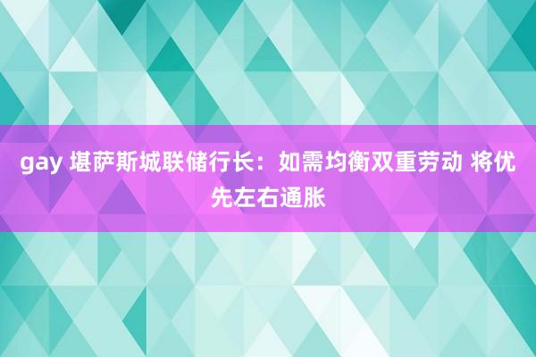 gay 堪萨斯城联储行长：如需均衡双重劳动 将优先左右通胀