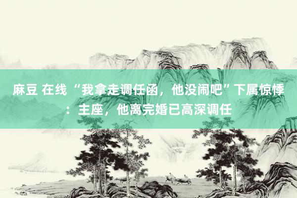 麻豆 在线 “我拿走调任函，他没闹吧”下属惊悸：主座，他离完婚已高深调任
