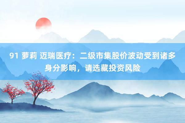 91 萝莉 迈瑞医疗：二级市集股价波动受到诸多身分影响，请选藏投资风险