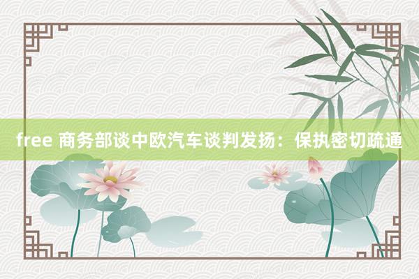 free 商务部谈中欧汽车谈判发扬：保执密切疏通